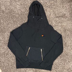 Aviator Nation Ninja Pulliver Hoodie with Front Zipper Pocket Charcoal XS